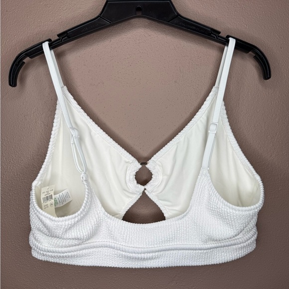 Aerie Crinkle Scoop Cutout Bikini Top White Textured XXL NWT Swim Vacation Boho - Picture 10 of 16